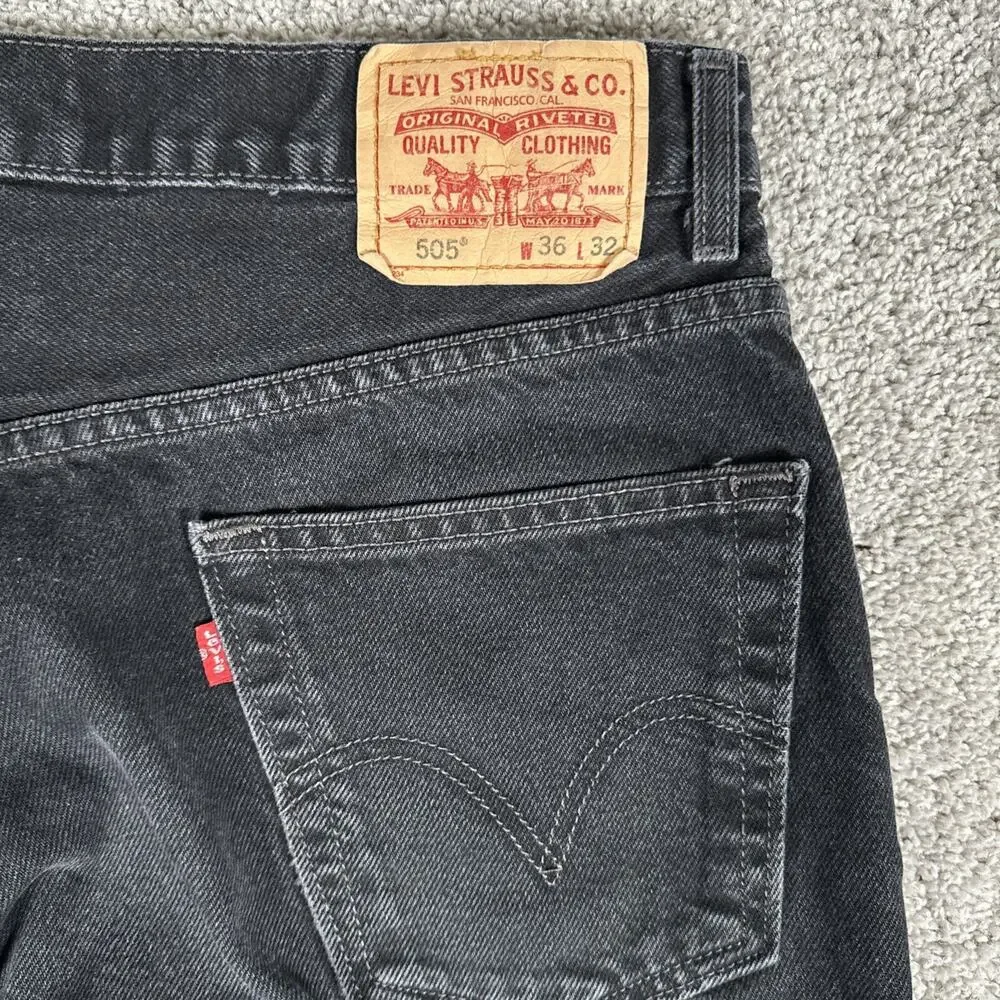 Vtg Levis 505 Jeans Mens 34x30* Dark Black Straight Leg Denim Y2K (Tag 36x32)